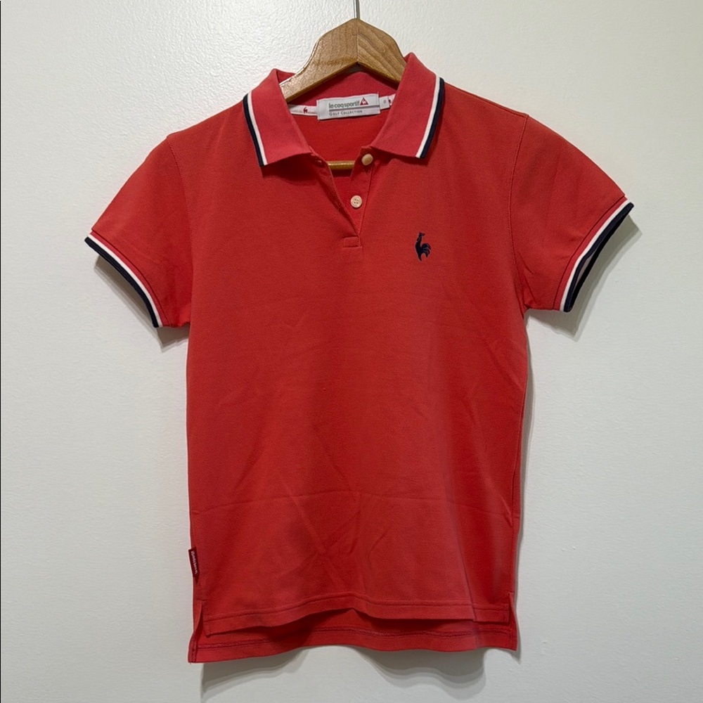 Le Coq Sportif Golf Collection Women Coral Red‎ Pique Polo Shirt KQGL1648 S